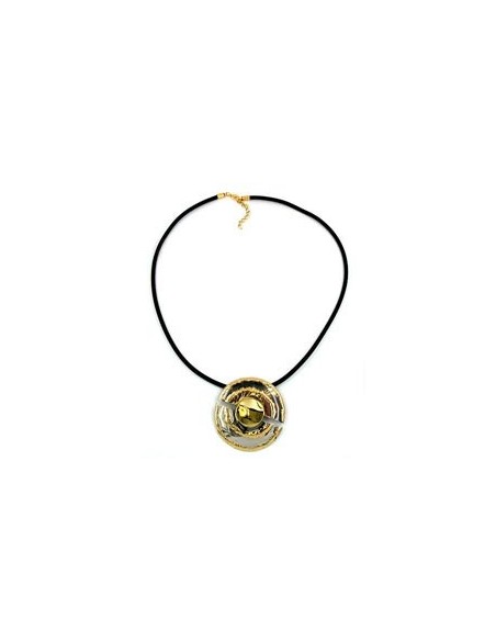 necklace round pendant brown-gold 60cm