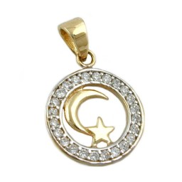 pendant moon/star islamic symbol 9k gold