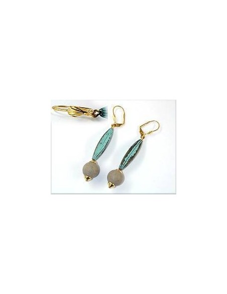 leverback earrings olive with grooves