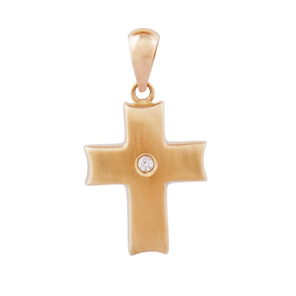 pendant cross with zirconia 9k gold