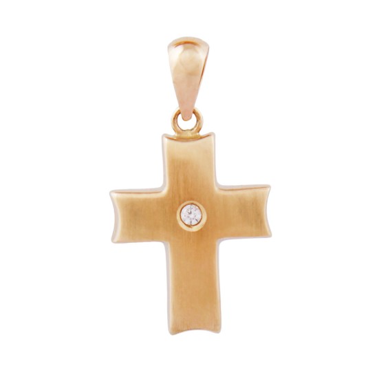 pendant cross with zirconia 9k gold