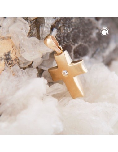pendant cross with zirconia 9k gold