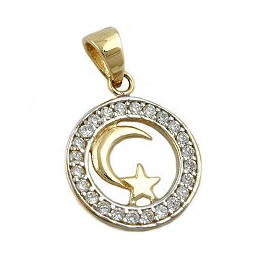 pendant moon/star islamic symbol 9k gold