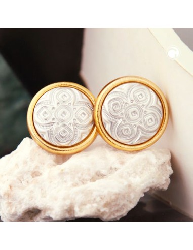 earring clip-on bicolor metal coloured