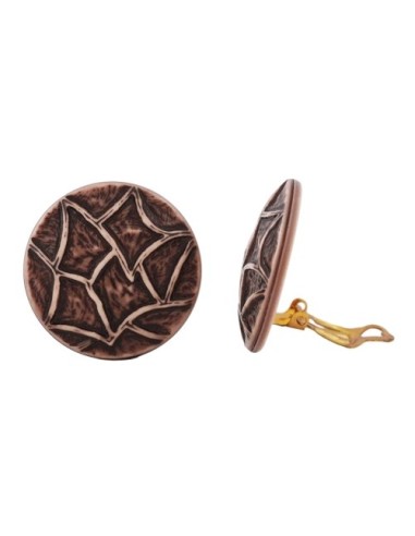 Clip Ohrring 30mm flach braun-beige gemustert Kunststoff