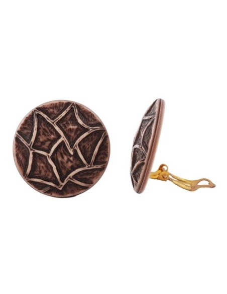 Clip Ohrring 30mm flach braun-beige gemustert Kunststoff