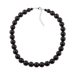 necklace dark black beads 12mm 40cm