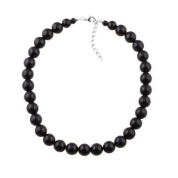 necklace dark black beads 12mm 45cm