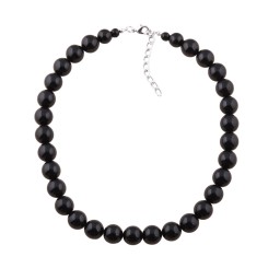 necklace dark black beads 12mm 50cm