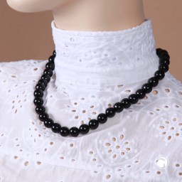 necklace dark black beads 12mm 50cm