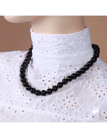 necklace dark black beads 12mm 50cm