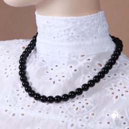 necklace dark black beads 12mm 55cm