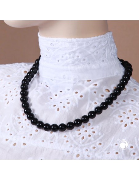 necklace dark black beads 12mm 55cm
