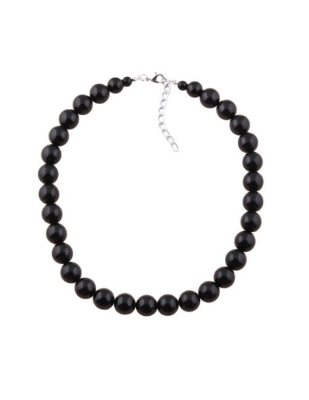 necklace dark black beads 12mm 55cm
