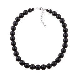 necklace dark black beads 12mm 60cm