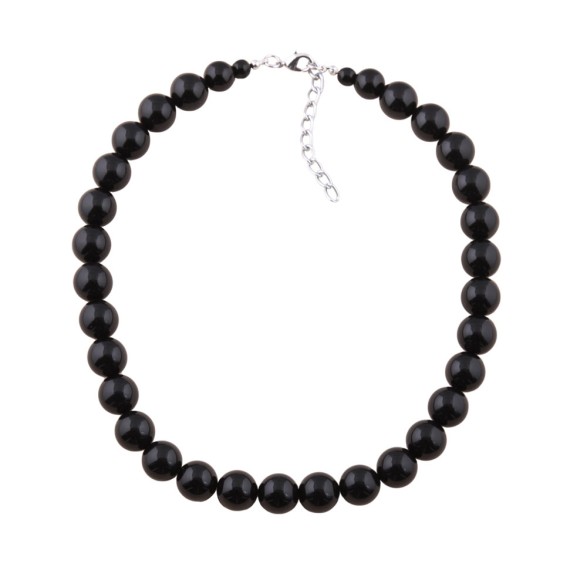 necklace dark black beads 12mm 60cm