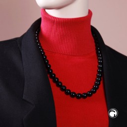 necklace dark black beads 12mm 60cm