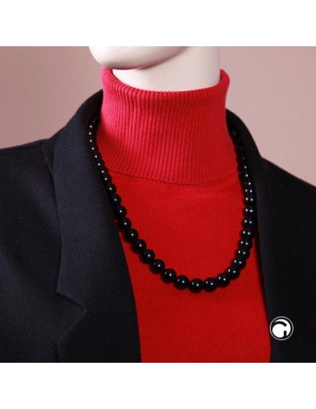 necklace dark black beads 12mm 60cm