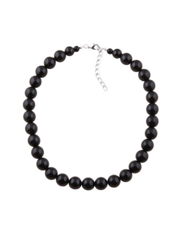 necklace dark black beads 12mm 60cm
