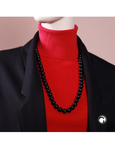 necklace dark black beads 12mm 70cm