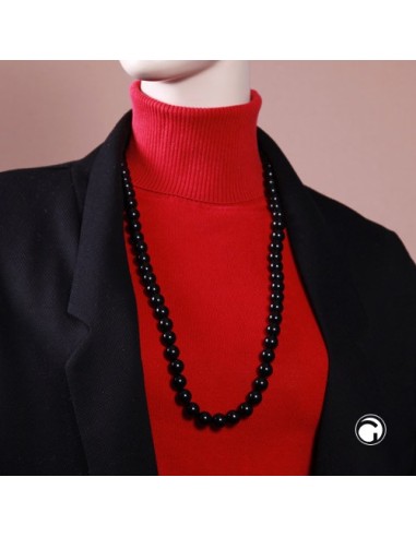 necklace dark black beads 12mm 80cm