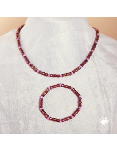 set necklace bracelet bone beads purple