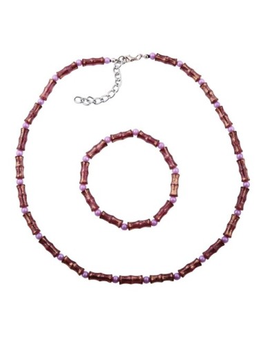 set necklace bracelet bone beads purple