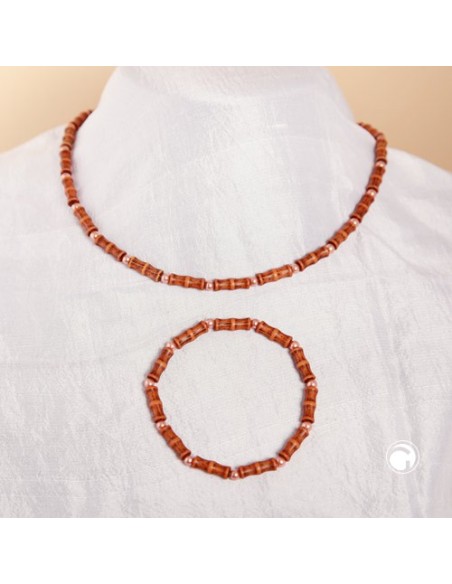 set necklace bracelet bone beads orange