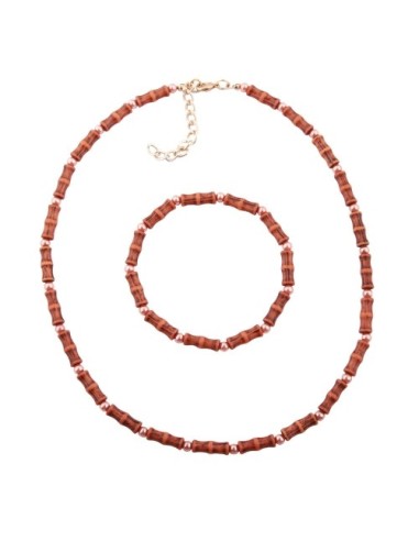 set necklace bracelet bone beads orange