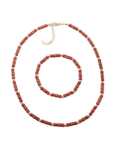 set necklace bracelet bone beads orange