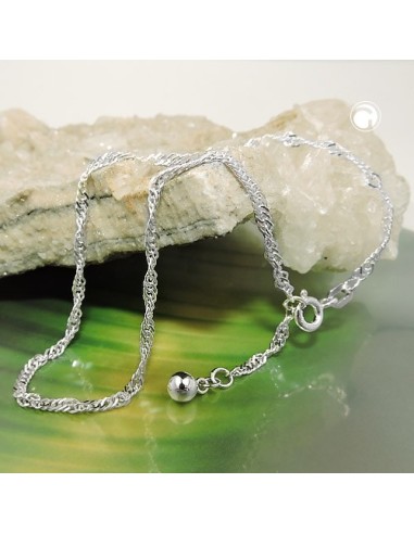 Ankelkedja 2mm Singapore Diamond Cut Silver 925 27cm