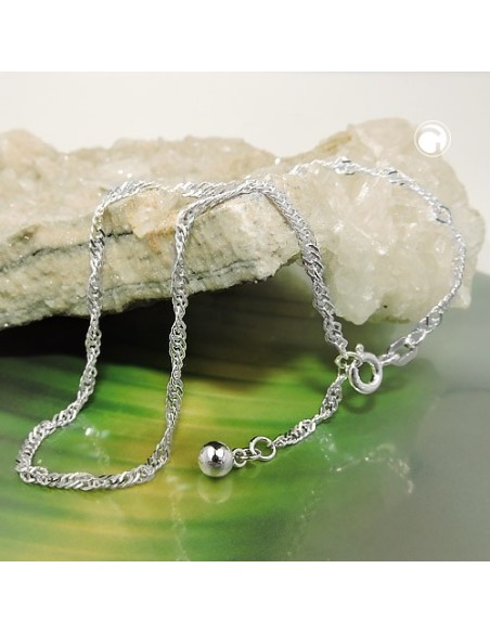 Ankelkedja 2mm Singapore Diamond Cut Silver 925 27cm
