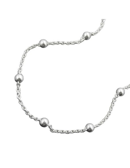 Anklet 1.3mm Anchor Kedja With 13 Balls Adjustable Length Silver 925 25cm