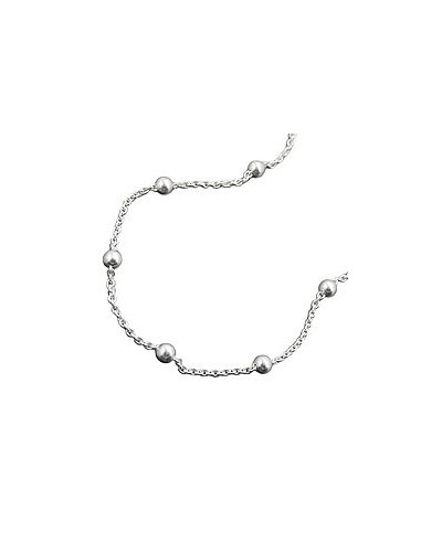 Anklet 1.3mm Anchor Kedja With 13 Balls Adjustable Length Silver 925 25cm