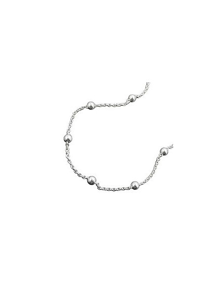 Anklet 1.3mm Anchor Kedja With 13 Balls Adjustable Length Silver 925 25cm