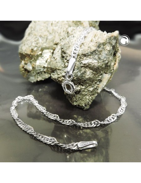 Armband 2mm Singapore Kedja Diamond Cut Silver 925 19cm