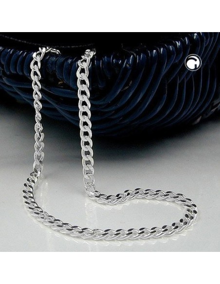 Armband 3mm Flat Curb Kedja Diamond Cut Silver 925 19cm