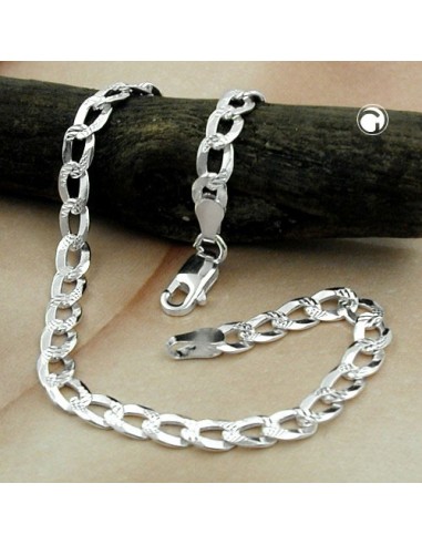 Armband 4.6mm Flat Curb Kedja With Pattern Silver 925 19cm