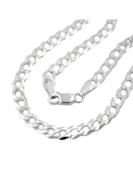 Armband 4.6mm Flat Curb Kedja With Pattern Silver 925 19cm