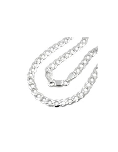 Armband 4.6mm Flat Curb Kedja With Pattern Silver 925 19cm