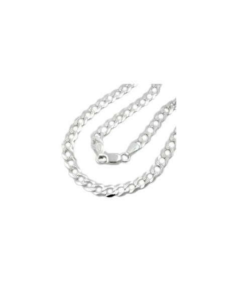 Armband 4.6mm Flat Curb Kedja With Pattern Silver 925 19cm