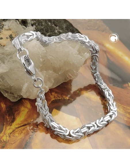 Armband 4mm Square Byzantine Kedja Shiny Silver 925 19cm