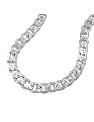 Armband 5.6mm Flat Curb Kedja With Pattern Silver 925 21cm