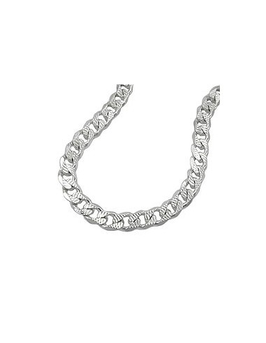 Armband 5.6mm Flat Curb Kedja With Pattern Silver 925 21cm