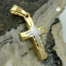 pendant 23mm bicolour cross 9k gold