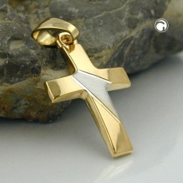 pendant 23mm cross bicolour 9k gold