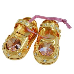 Babyshoes With Crystal Elements Pink Guldpläterad