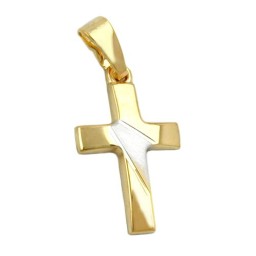 pendant 23mm cross bicolour 9k gold