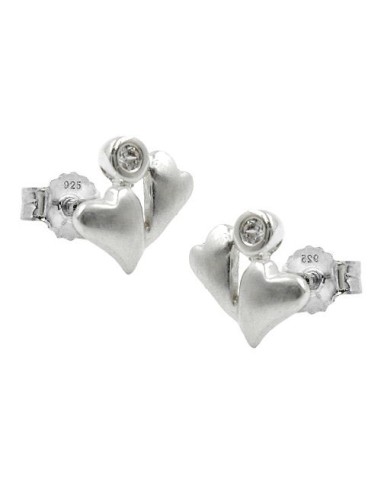 Earstuds 2 Hearts Cz Silver 925