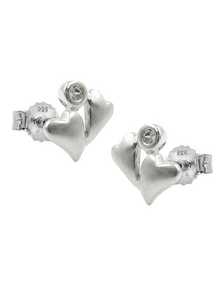 Earstuds 2 Hearts Cz Silver 925